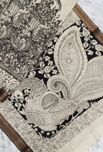 Load image into Gallery viewer, Bangalore Silk Pen Kalamkari - Off white & Black