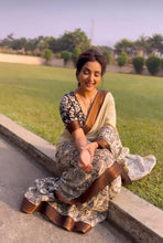 Load image into Gallery viewer, Bangalore Silk Pen Kalamkari - Off white & Black