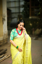 Load image into Gallery viewer, Mangalam - Lime Yellow Chequered