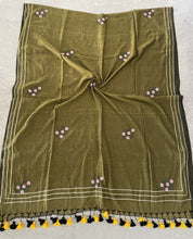 Load image into Gallery viewer, Olive Green Gota Patti Mirror Mul Cotton