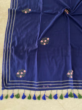 Load image into Gallery viewer, Navy Gota Patti Mirror Mul Cotton