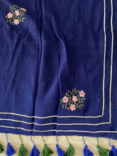 Load image into Gallery viewer, Navy Gota Patti Mirror Mul Cotton