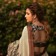 Load image into Gallery viewer, Bangalore Silk Pen Kalamkari - Off white & Black