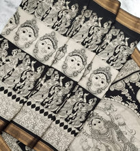 Load image into Gallery viewer, Bangalore Silk Pen Kalamkari - Off white & Black