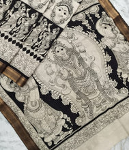 Load image into Gallery viewer, Bangalore Silk Pen Kalamkari - Off white & Black