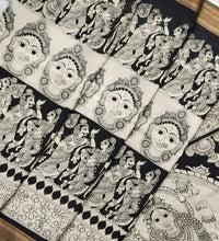 Load image into Gallery viewer, Bangalore Silk Pen Kalamkari - Off white & Black