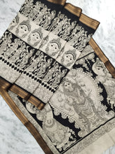 Load image into Gallery viewer, Bangalore Silk Pen Kalamkari - Off white & Black