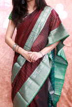 Load image into Gallery viewer, Kanchi Chequered- Maroon Green