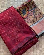 Load image into Gallery viewer, Silk Cotton Zari Lines - Red