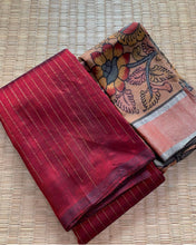 Load image into Gallery viewer, Silk Cotton Zari Lines - Red