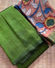 Load image into Gallery viewer, Silk Cotton Zari Lines - Parrot Green