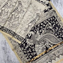 Load image into Gallery viewer, Bangalore Silk Pen Kalamkari - Off white & Black