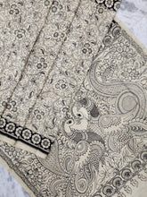 Load image into Gallery viewer, Chenoori Silk Pen Kalamkari - Off White and Black