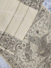 Load image into Gallery viewer, Chenoori Silk Pen kalamkari - Off White and Black