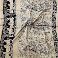 Load image into Gallery viewer, Chenoori Silk Pen Kalamkari - Off white & Black