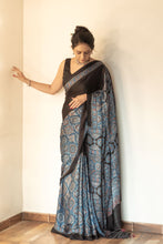 Load image into Gallery viewer, Ajrakh Modal Silk Blue & Black