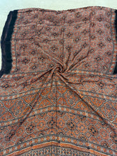 Load image into Gallery viewer, Ajrakh Modal Silk Saree light brown