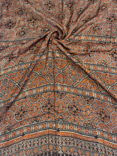 Load image into Gallery viewer, Ajrakh Modal Silk Saree light brown