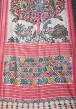 Load image into Gallery viewer, Tussar Silk Pen Kalamkari - Pink Tree of Life