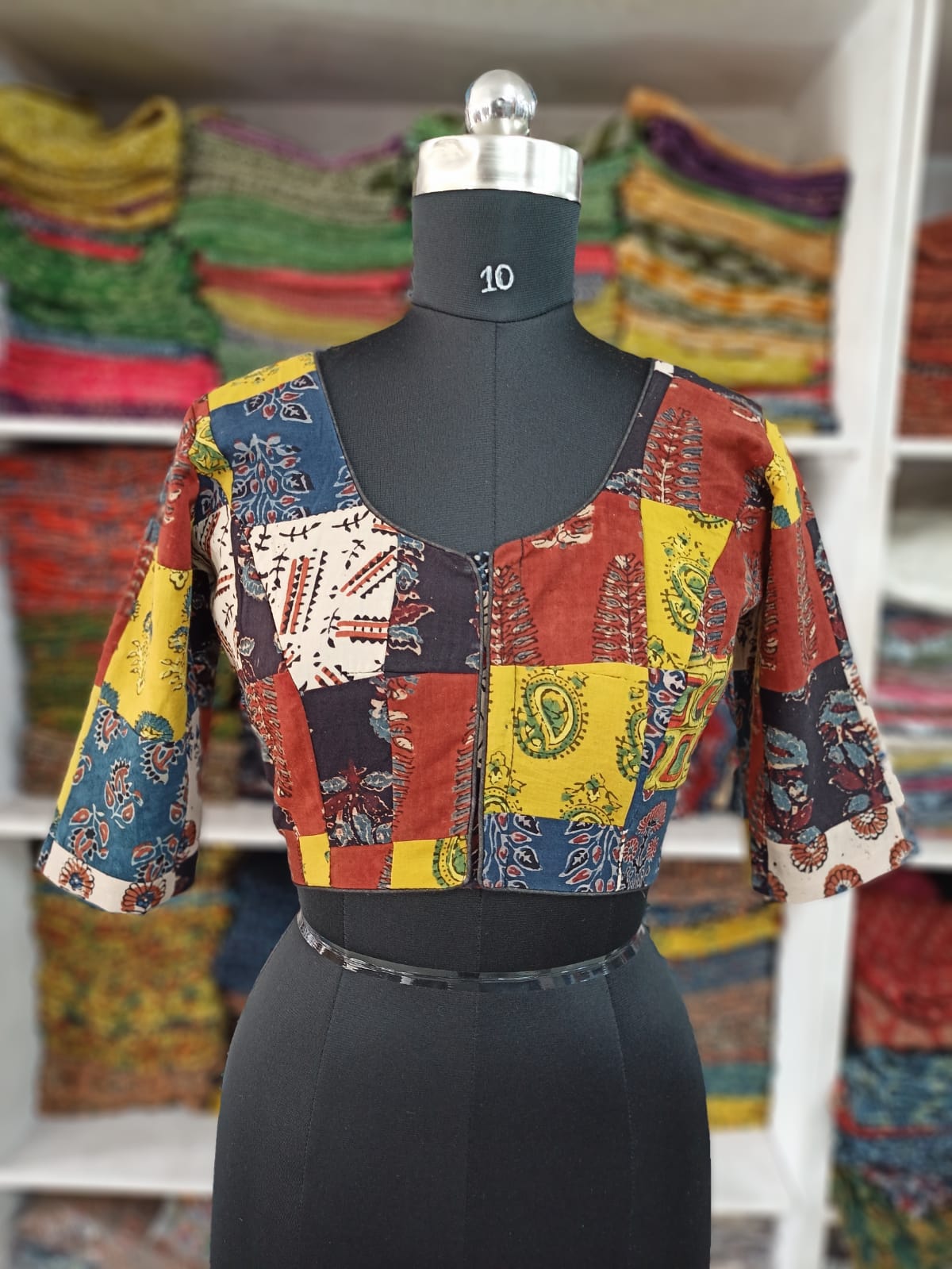 Ajrakh Patchwork Cotton Blouse – tantuparv