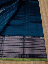 Load image into Gallery viewer, Temple Border Saree Dark Sea Blue
