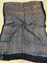 Load image into Gallery viewer, Ajrakh Modal Silk Saree Blue Heaven