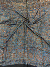 Load image into Gallery viewer, Ajrakh Modal Silk Saree Blue Heaven