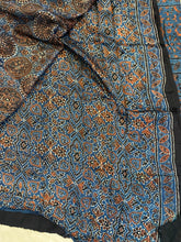 Load image into Gallery viewer, Ajrakh Modal Silk Saree Blue Heaven