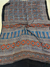 Load image into Gallery viewer, Ajrakh Modal Silk Saree Blue & Red
