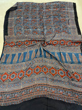 Load image into Gallery viewer, Ajrakh Modal Silk Saree Blue & Red