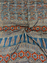 Load image into Gallery viewer, Ajrakh Modal Silk Saree Blue & Red