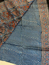 Load image into Gallery viewer, Ajrakh Modal Silk Saree Blue & Red