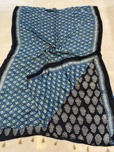 Load image into Gallery viewer, Ajrakh Modal Silk Sea Blue Green