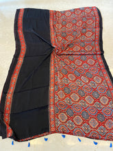 Load image into Gallery viewer, Ajrakh Modal Silk Red & Black