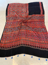 Load image into Gallery viewer, Ajrakh Modal Silk Red & Black