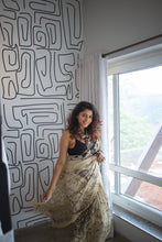 Load image into Gallery viewer, Chenoori Silk Pen Kalamkari - Off white & Black