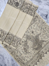 Load image into Gallery viewer, Chenoori Silk Pen kalamkari - Off White and Black