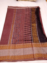 Load image into Gallery viewer, Kanchi Border Reddish Maroon - Ajrakh Hand Block Printed Mangalgiri Pure Silk Cotton Saree