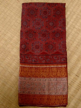 Load image into Gallery viewer, Kanchi Border Reddish Maroon - Ajrakh Hand Block Printed Mangalgiri Pure Silk Cotton Saree
