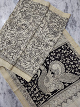 Load image into Gallery viewer, Bangalore Silk Pen Kalamkari - Off white & Black