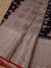 Load image into Gallery viewer, Pure Silk Pen Kalamkari - Off white & Black