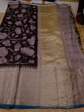 Load image into Gallery viewer, Pure Silk Pen Kalamkari - Off white & Black