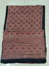 Load image into Gallery viewer, Ajrakh Modal Silk Saree light brown
