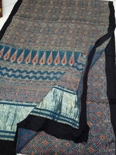 Load image into Gallery viewer, Ajrakh Modal Silk Blue Tissue Pallu Saree