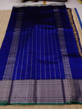 Load image into Gallery viewer, Temple Border Saree Blue with Peacocks