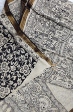 Load image into Gallery viewer, Bangalore Silk Pen Kalamkari - Off white & Black