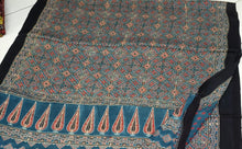 Load image into Gallery viewer, Ajrakh Modal Silk Blue Tissue Pallu Saree