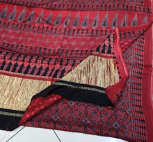 Load image into Gallery viewer, Ajrakh Modal Silk Red Tissue Pallu Saree