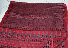 Load image into Gallery viewer, Ajrakh Modal Silk Red Tissue Pallu Saree