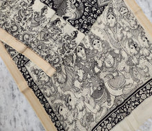 Load image into Gallery viewer, Bangalore Silk Pen Kalamkari - Off white & Black
